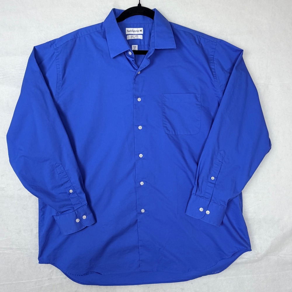Saddlebred Mens Easy Care Stretch Button Down Shirt Royal Blue XL 17-17.5 34/35
